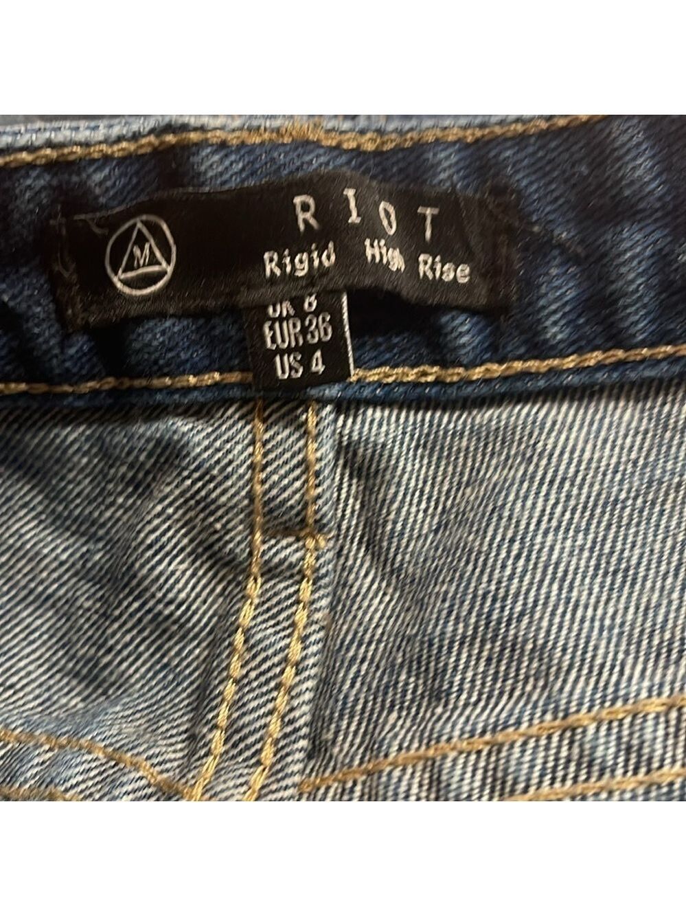 Missguided Riot Rigid High Rise Distressed Skinny Jeans Blue US 4 - Picture 7 of 8